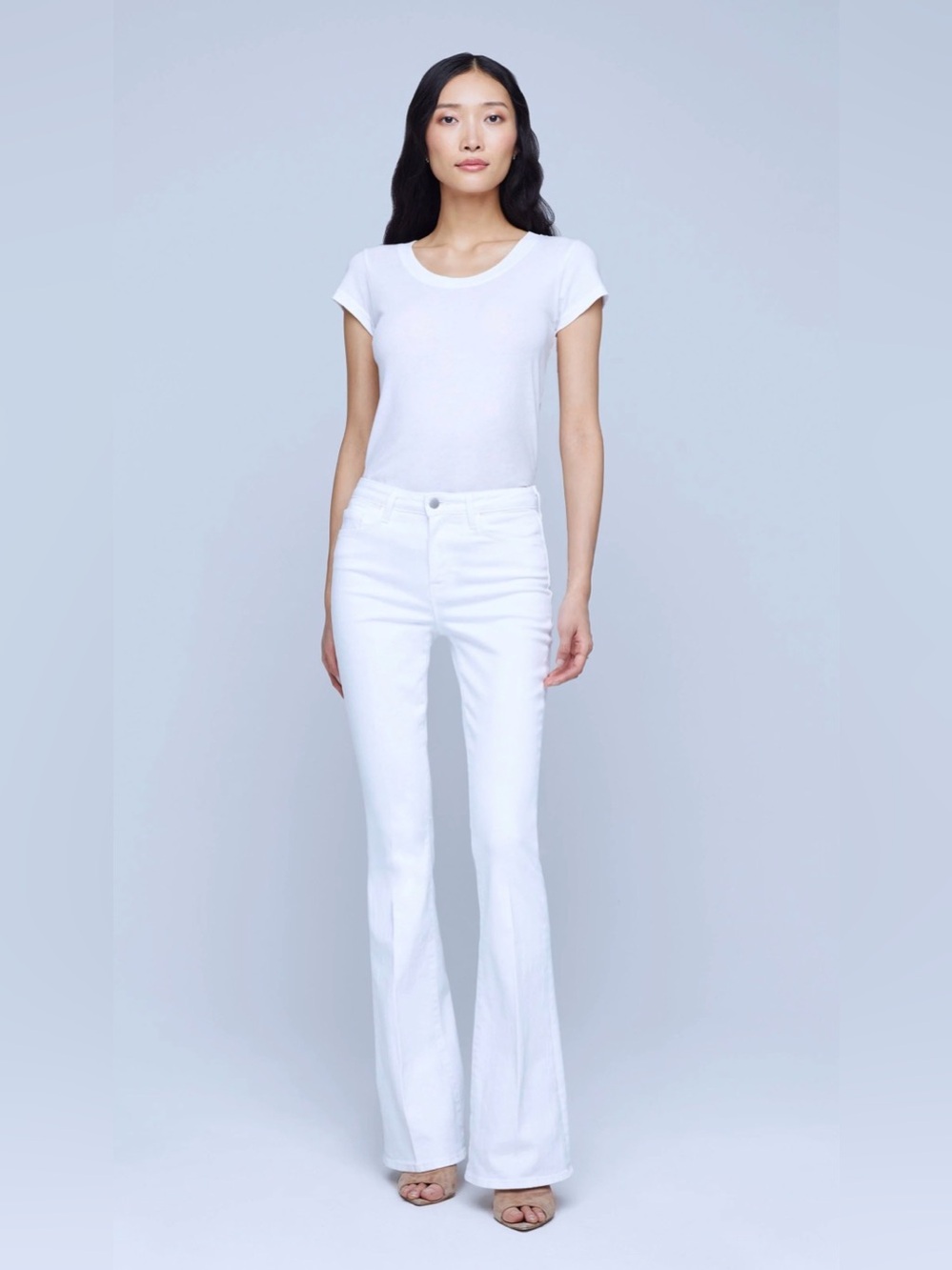 NEW L’AGENCE $265 Bell High Rise Flare Jeans Blanc size 27